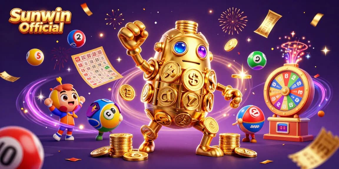Experience thrilling wins with Sunwin Official in a vibrant lottery and casino fantasy scene.
