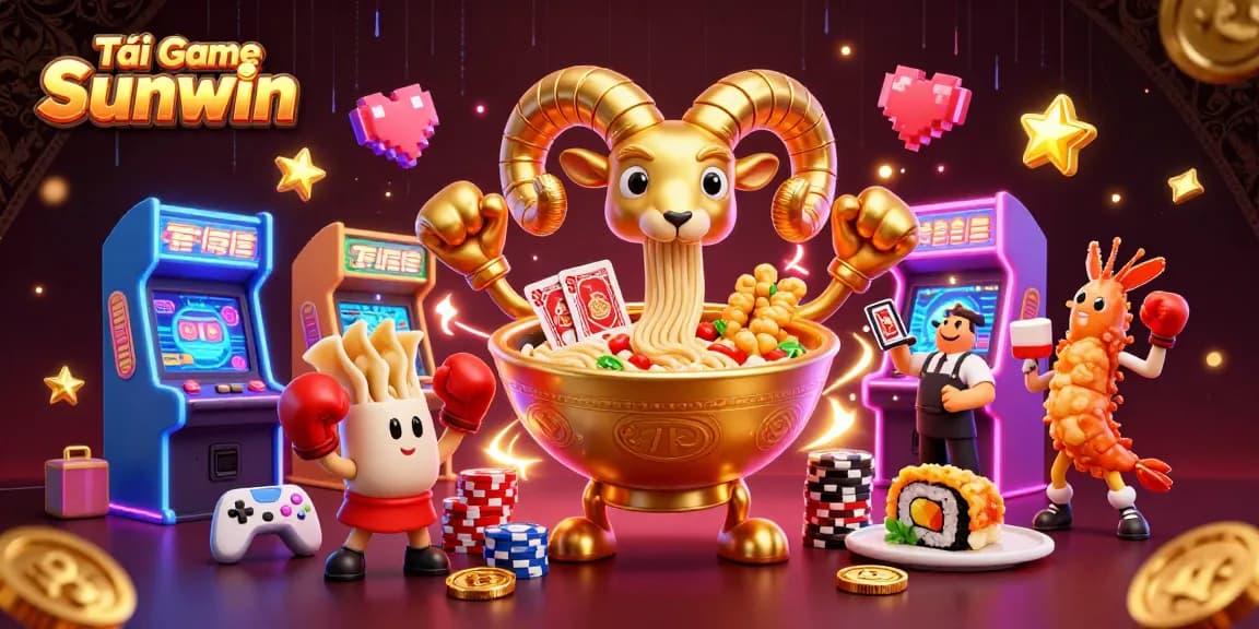 Experience the thrilling visuals as you tải game Sunwin, featuring vibrant 3D characters and gaming elements.