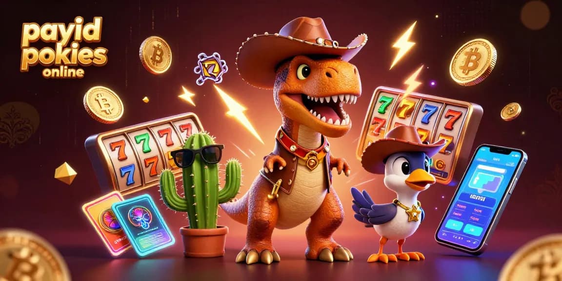 Experience the thrill of payid pokies online with vibrant slot reels and dynamic characters.