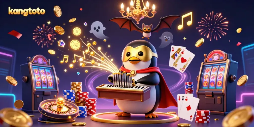 Kemenangan besar saat bermain di kangtoto dengan permainan slot dan banyak koin emas berkilauan.