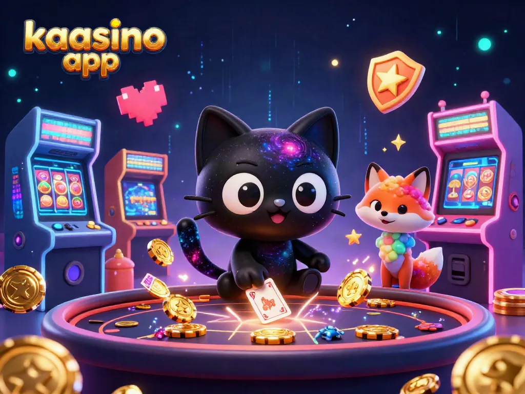 Experience the excitement of the kaasino app in a colorful casino scene filled with vibrant game elements.