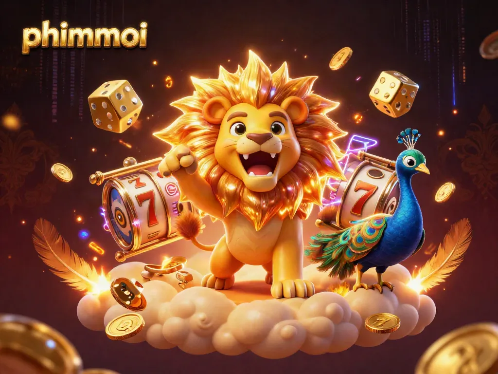Experience thrilling gameplay with phimmoi's vibrant casino scene featuring a roaring lion and dazzling elements.