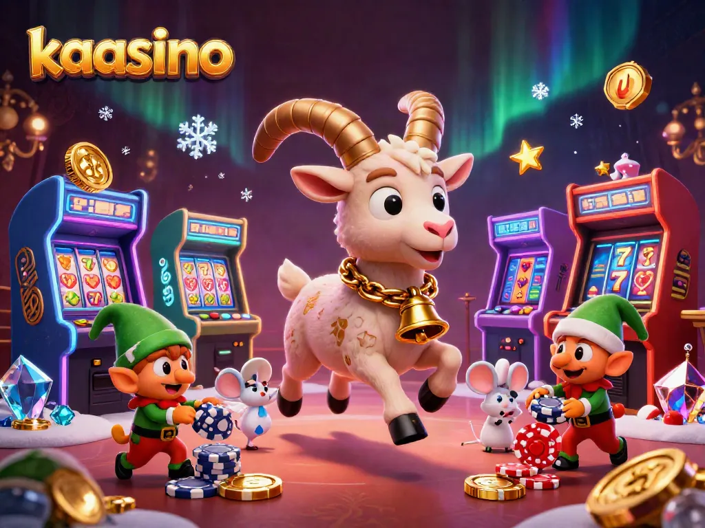 Engage in thrilling gameplay at kaasino with a festive casino scene featuring whimsical characters.