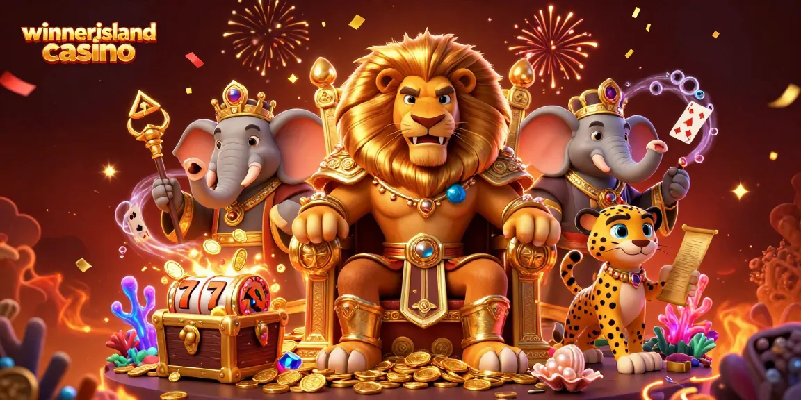 Experience thrilling wins at winnerislandcasino with golden slot reels and vibrant characters.
